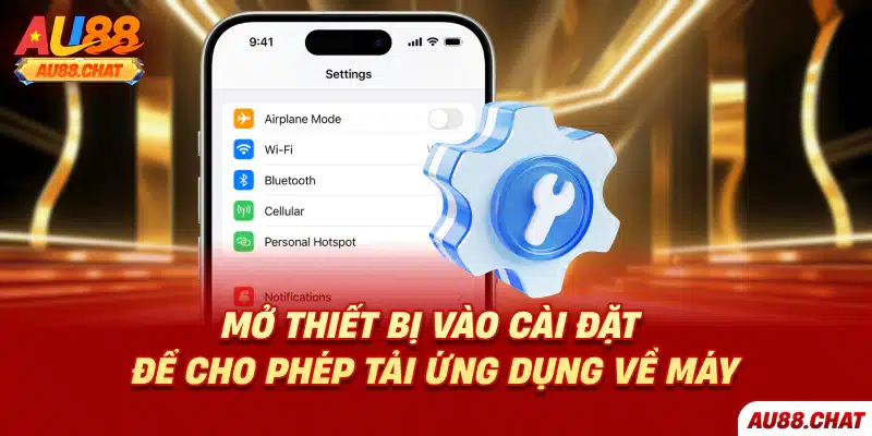 Mở thiết bị vào cài đặt để cho phép tải ứng dụng về máy